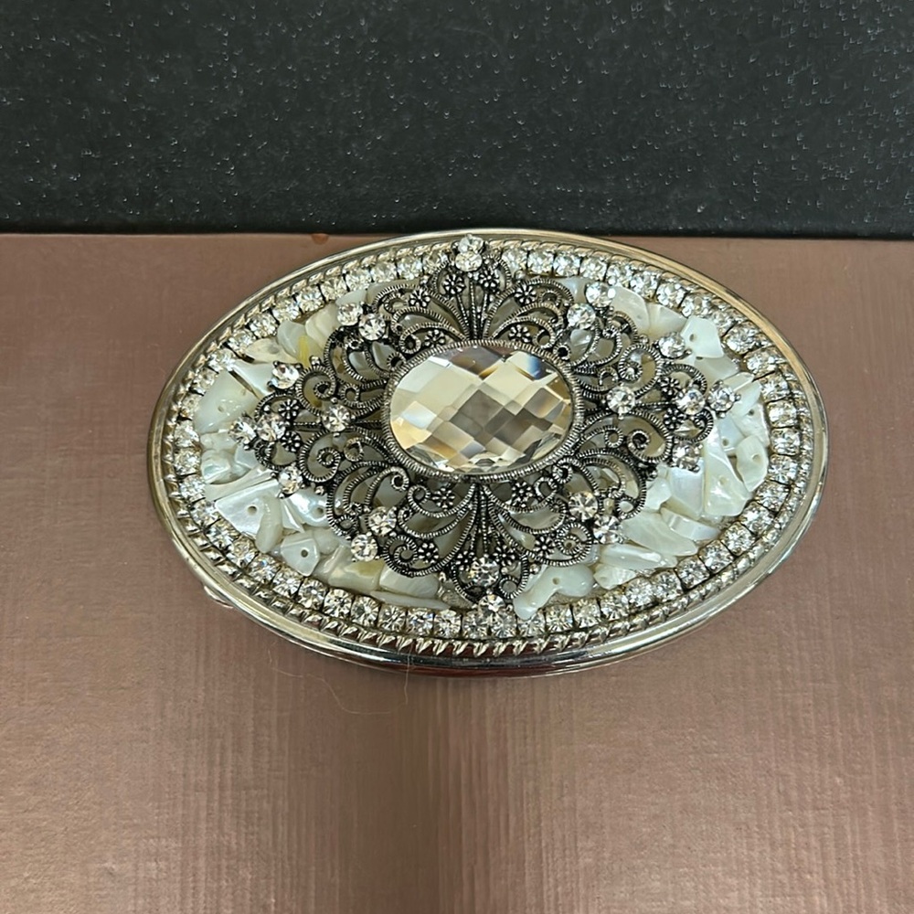 Vintage Stone and crystal belt buckle - Picture 4 of 14